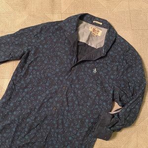 Blue floral pattern button-up by Penguin
